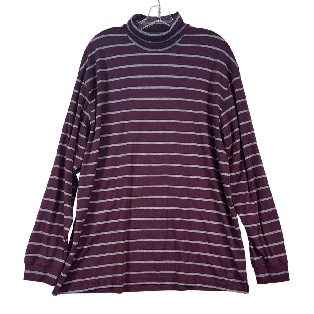 Brooks Brothers Mens XL Supima Cotton Striped Turtleneck Performance Knit Shirt